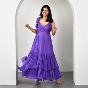 Stunning And Elegant, This Purple Georgette Long Dress Is Perfect For Wedding, Special Occasions, Festival, Party, Traditional & Engagements image 4