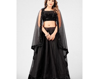 Black Lehenga Choli For Women Bridle and Brides made Lehengacholi Party Wear Indian Traditional Wear Black Sequence LehengaCholi Embroidery