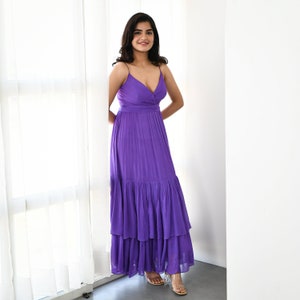 Stunning And Elegant, This Purple Georgette Long Dress Is Perfect For Wedding, Special Occasions, Festival, Party, Traditional & Engagements image 6