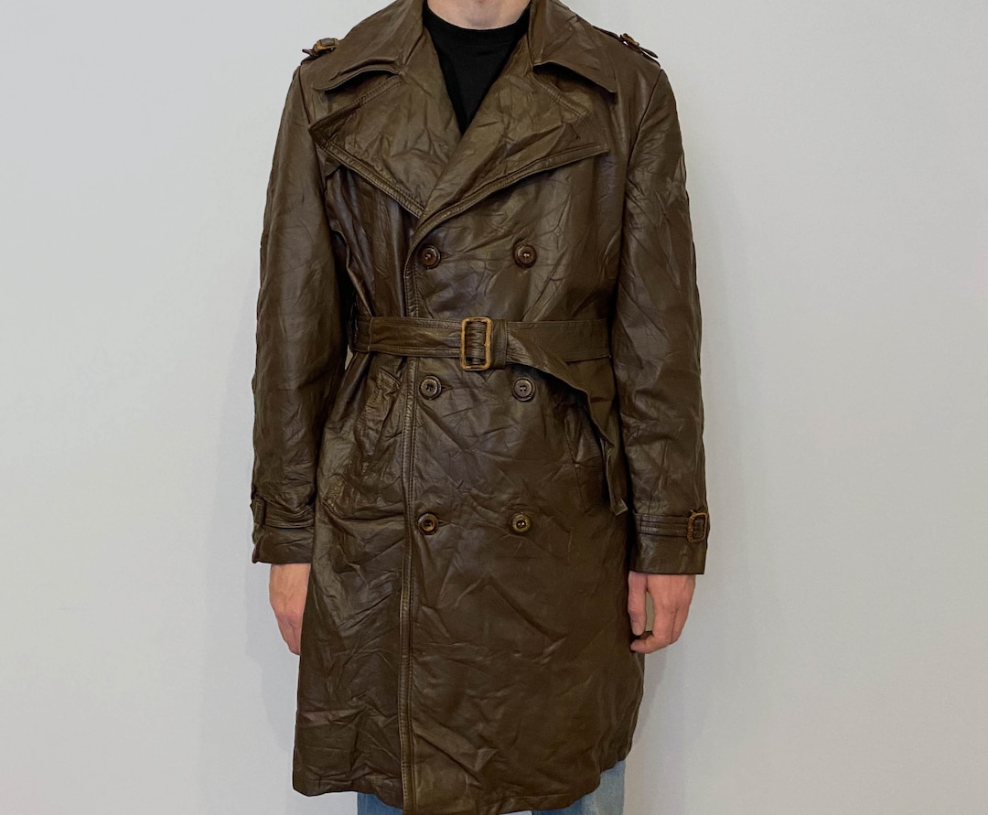 HS5848 Retro Brown Textured Open-front Long Coat