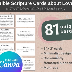 BEWERKBARE Schriftkaarten over liefde, Bijbelverskaarten over liefde, aanmoedigingskaarten, bevestigingskaarten, minikaarten voor bruiloft, 2x3 kaarten