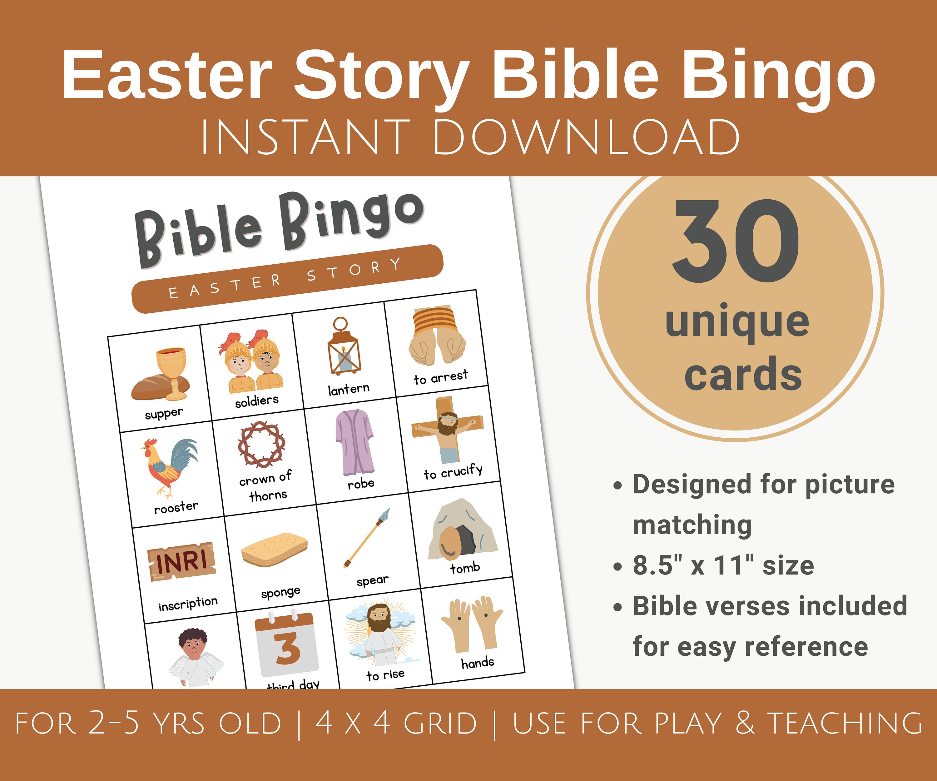 Resurrection Bingo Easter Bible Bingo Easter Sunday Bingo Crucifixion ...