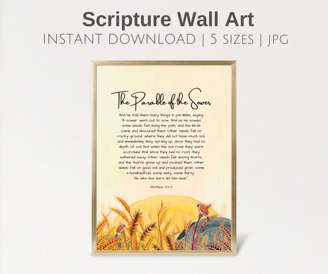 Parable of the Sower Wall Art, Country Wall Decor, Bible Verse Wall Art ...