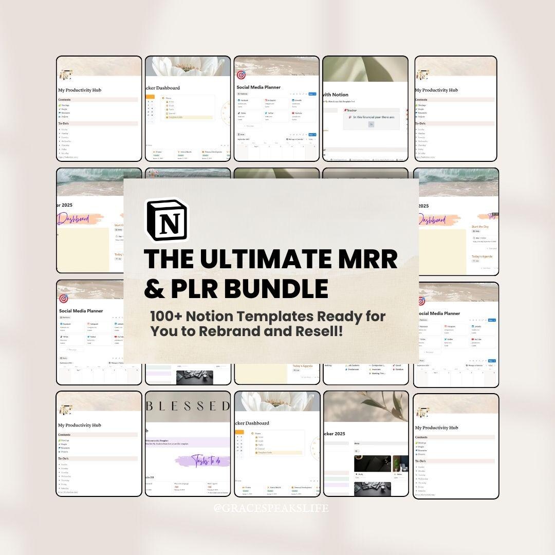 Notion Templates Editable Bundle With PLR MRR Rights - Etsy