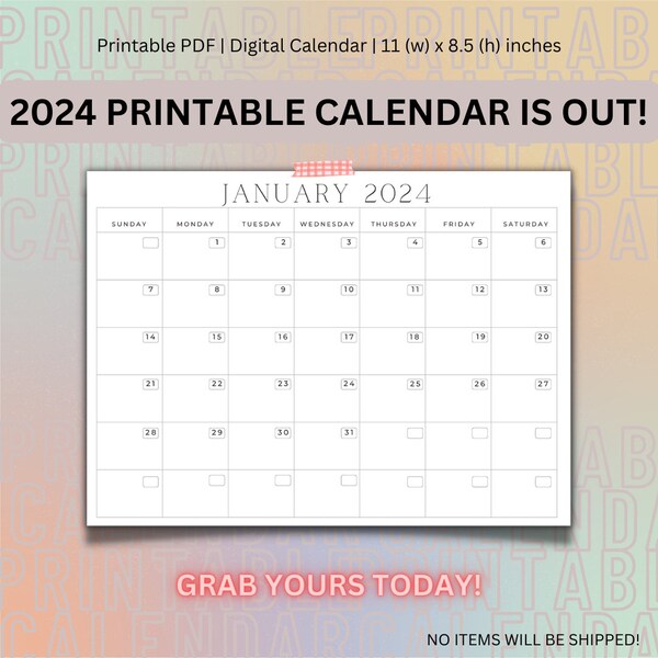 2024 Blank Printable (Minimalist) Calendar
