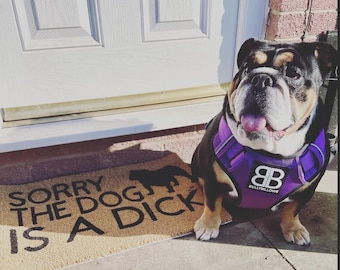 Dog is a dick personalised dog breed coir door mat. Naughty dog / New home / House decor / House warming / new dog / puppy / swearing rude