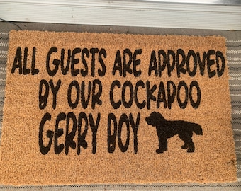 Personalised Cockerpoo dog door mat.  New home / dog name / decoration / house / puppy