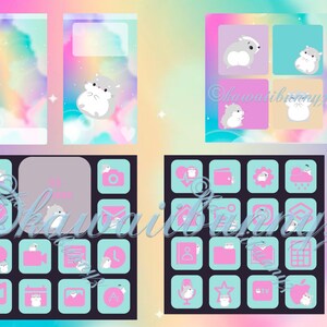 AESTHETIC Cute MOCHI CATS Peach and Goma 200 Icons 