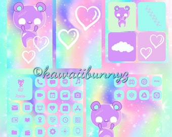 Ios App Icons Kawaii Rainbow Teddy Bear Theme Android Icon Pack Zip