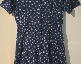 Northern Reflections Playsuit Vtg 90s Blue Floral One Piece Size Small UK 8/10