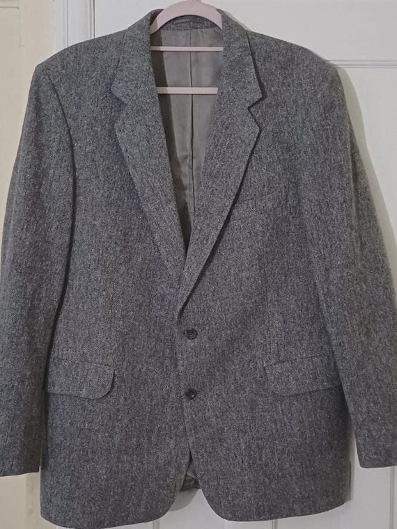 Magee, Magee Blazer Vintage 80s Grey Donegal Handwoven Tweed Jacket 46" Chest Medium