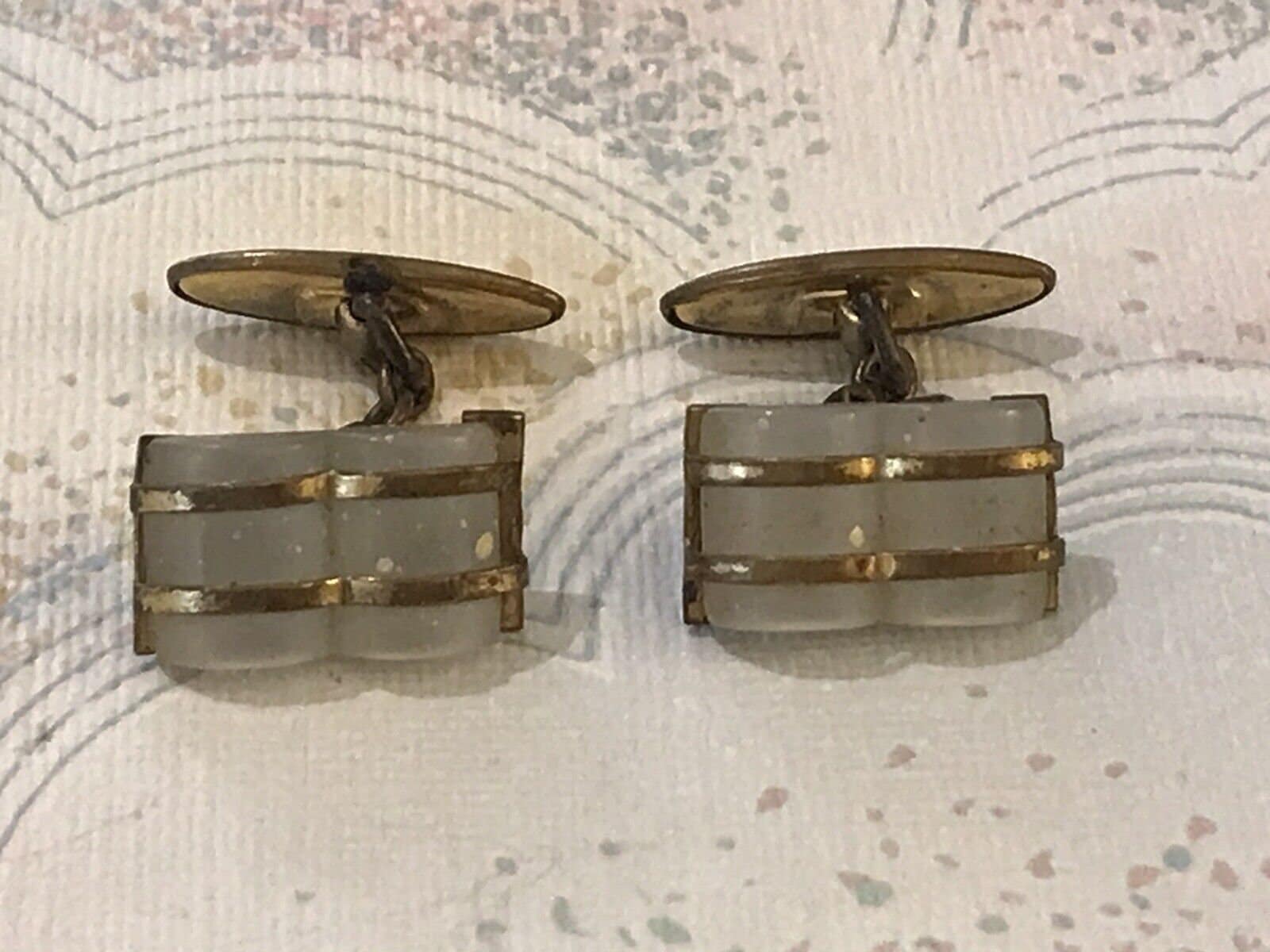 Boutons De Manchette Dorés Et Blancs Sans Marque - Modèle 32616 - Occasion