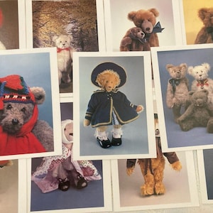 11 cartes postales ours en peluche vintage 1988