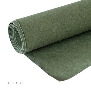 Tissu en papier lavable 30 x 69 cm, cuir en papier végétalien kaki