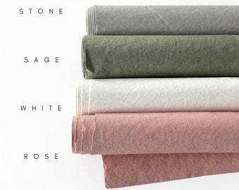 Washable paper fabric 19x29in, Vegan leather paper in rose, stone, sage and white