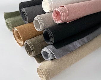 Samples of washable paper fabric, Aged washable kraft paper, Leather washing paper, Sustainable supplies, Vegan leather, SnapPap paper sheet