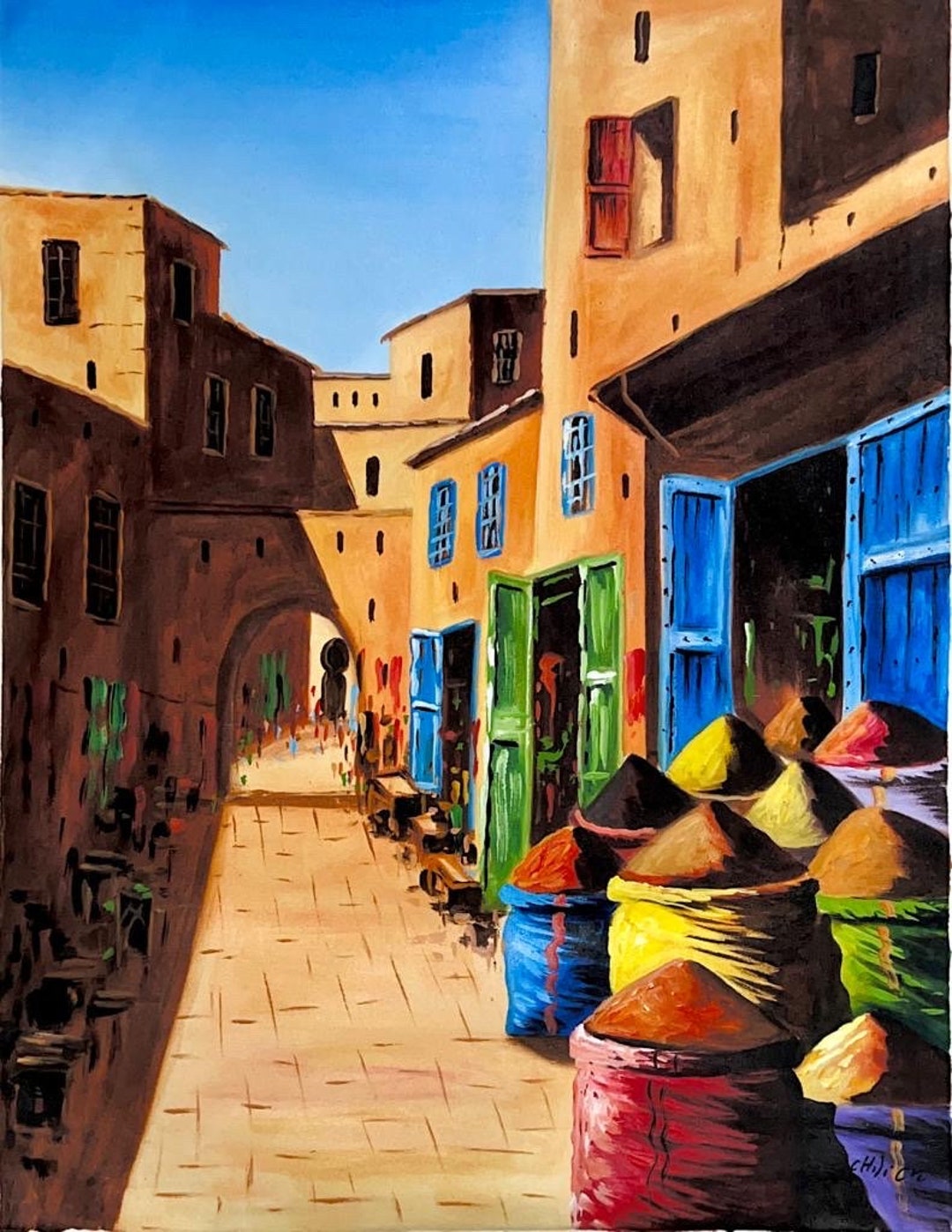 Original oil painting Marrakech souk old Medina handmade oil - Etsy ...