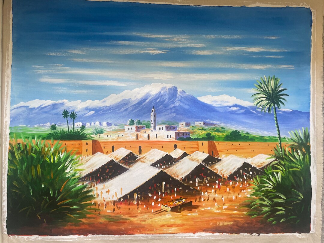 Original Oil Painting Atlas Mountains Kasabah Ouarzazate Marrakech 