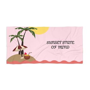 Tropical Beach Towel: Palm Tree & Sun - Vibrant Coastal Decor