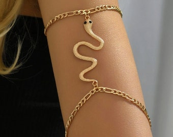 Snake Decor Arm Cuff Gold Arm Chain, Gold Arm Cuff, Upper Arm Bracelet, Jewelry For Women