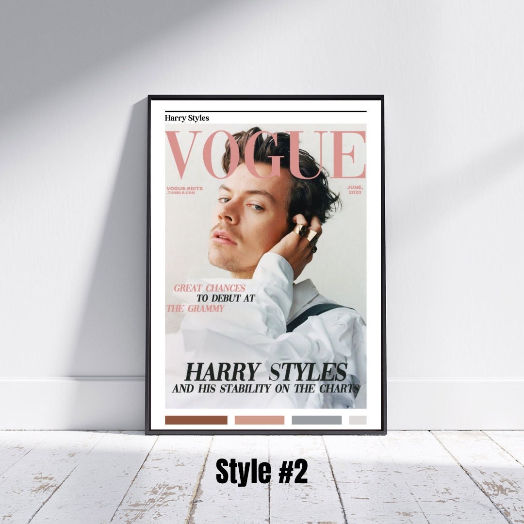 Harry Styles Vogue Poster Print Black and White Set of 3 Etsy