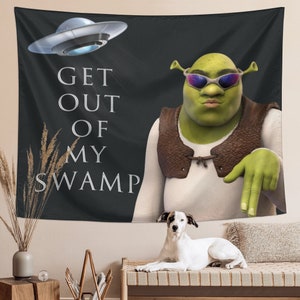 Get Out of My Swamp Meme Funny Tapestry Shrek Tapestries Wall Hanging for Bedroom College Dorm Home Decor