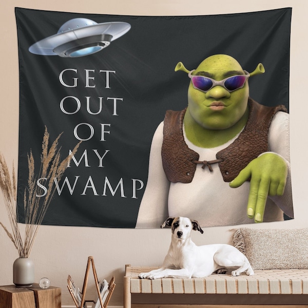 Get Out of My Swamp Meme Funny Tapestry Shrek Tapestries Wall Hanging for Bedroom College Dorm Home Decor