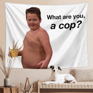 What are You A Cop Tapestry Funny Meme Gibby Tapestry Aesthetic Wall Hanging for Bedroom Living Room Dorm Background
