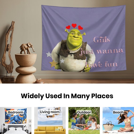  Shrek Meme Tapestry Wall Hanging Natural 60x40in Landscape  Bedroom Living Room Dormitory Decoration : Home & Kitchen