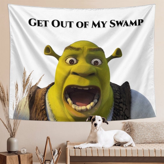 Get Out of My Swamp Shrek Wall Tapestry Funny Meme Tapestries for Home Decor,  Bedroom, College Dorm or Living Room 
