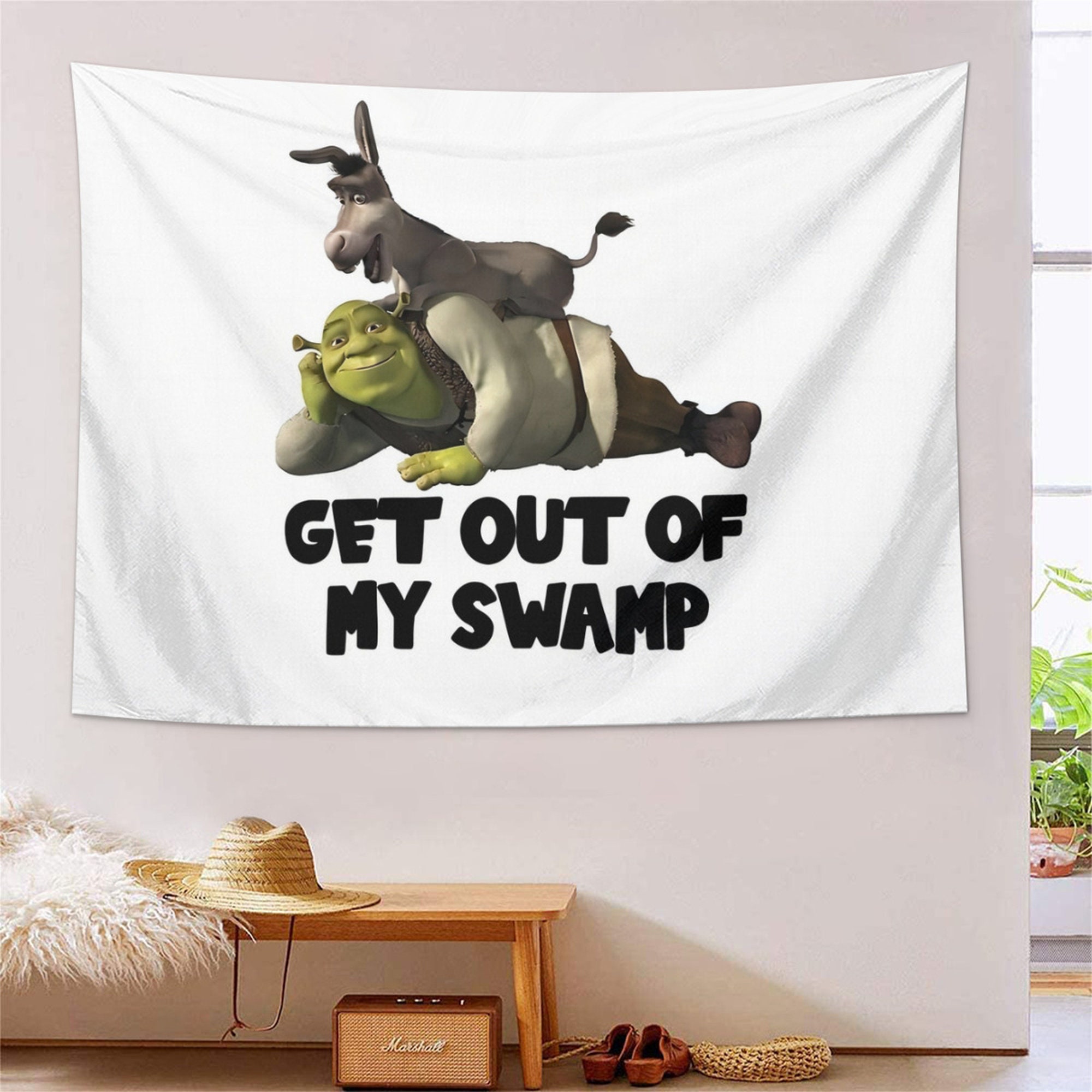Get Out of My Swamp Shrek Wall Tapestry Funny Meme Tapestries