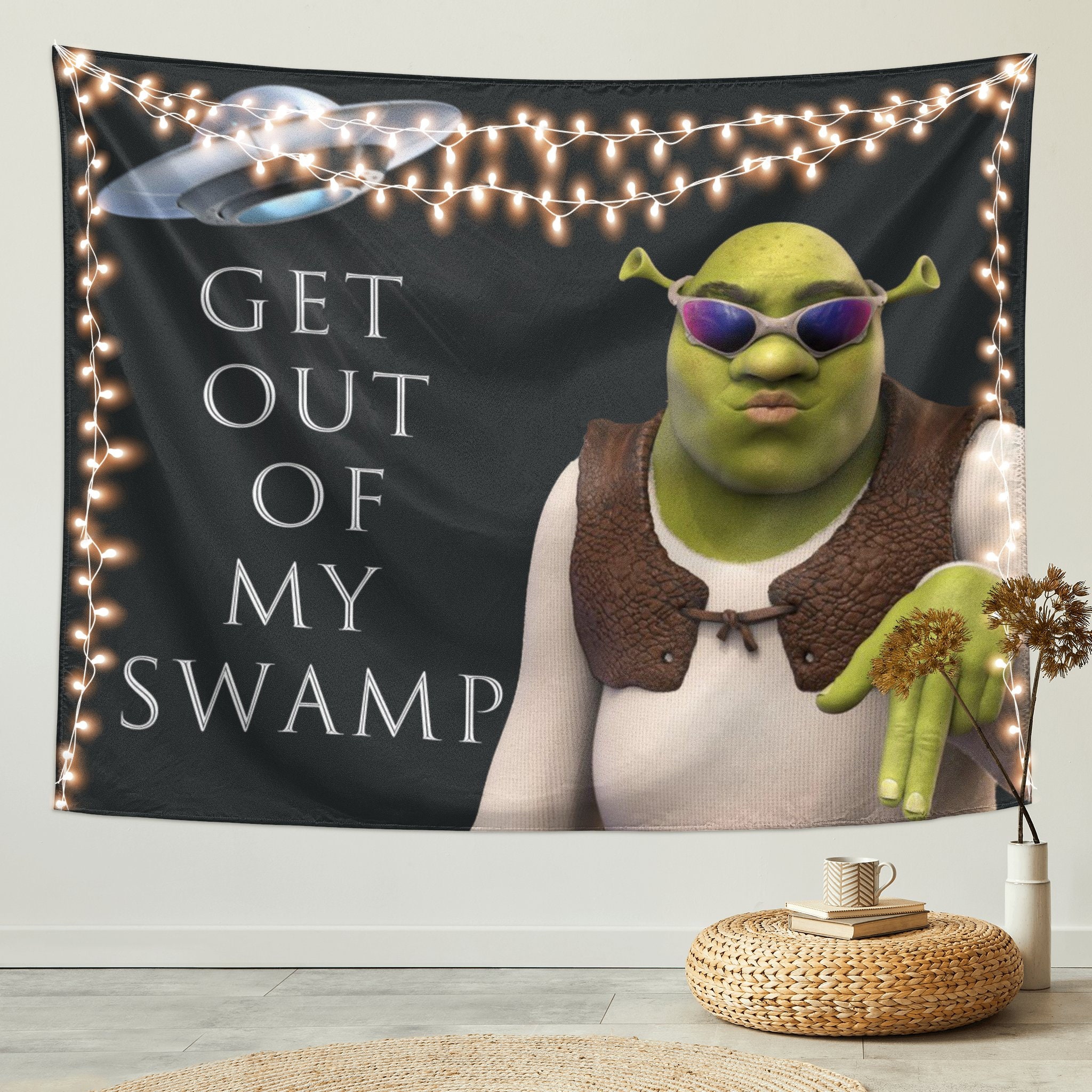 Get Out of My Swamp Meme Funny Tapestry Shrek Tapestries Wall Hanging for  Bedroom College Dorm Home Decor 