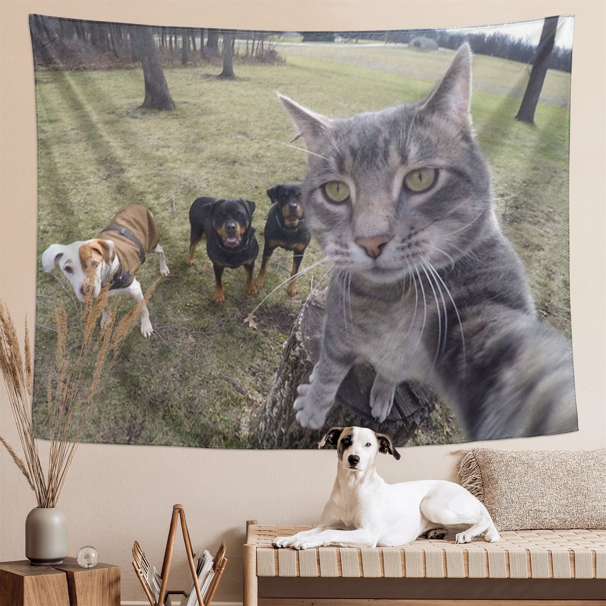 Funny Cat Meme Blur Tapestry for Sale by volkaneeka