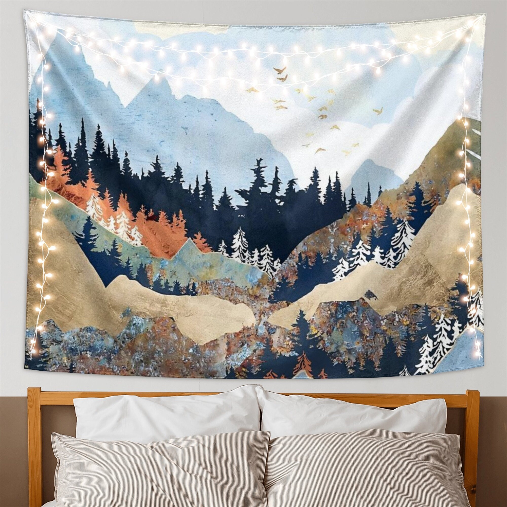 Nature Tapestry Mountains Forest - Wall Hanging Landscape Mountain Trees