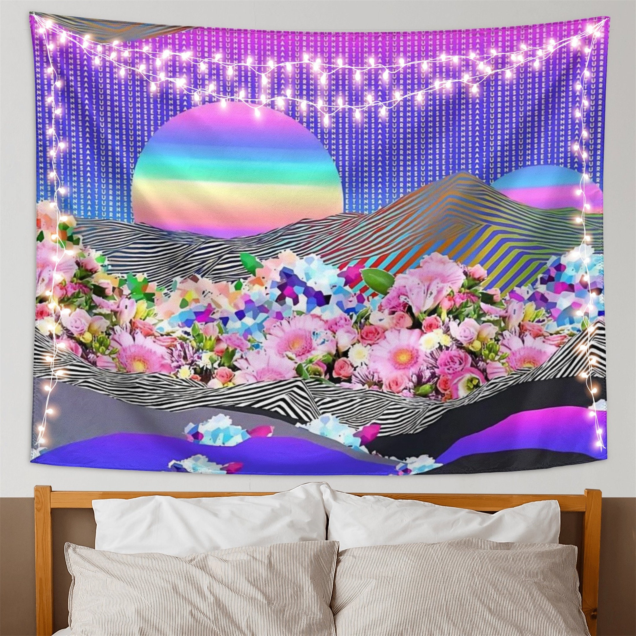 Mountain Tapestry Wall Hanging Flower Art Tapestry Sunset Tapestry