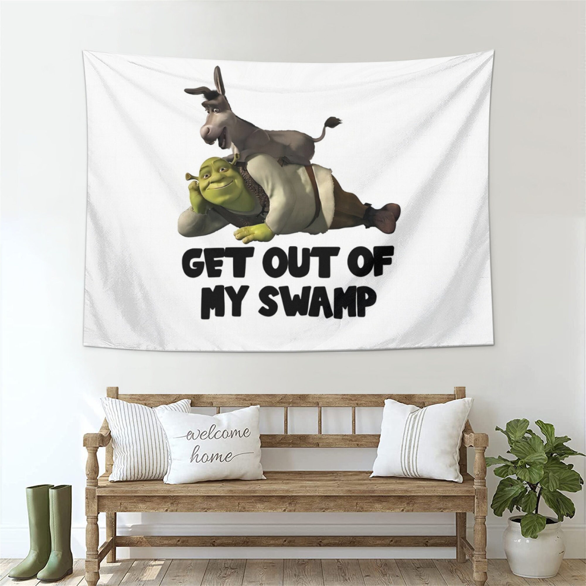 Get Out of My Swamp Shrek Wall Tapestry Funny Meme Tapestries