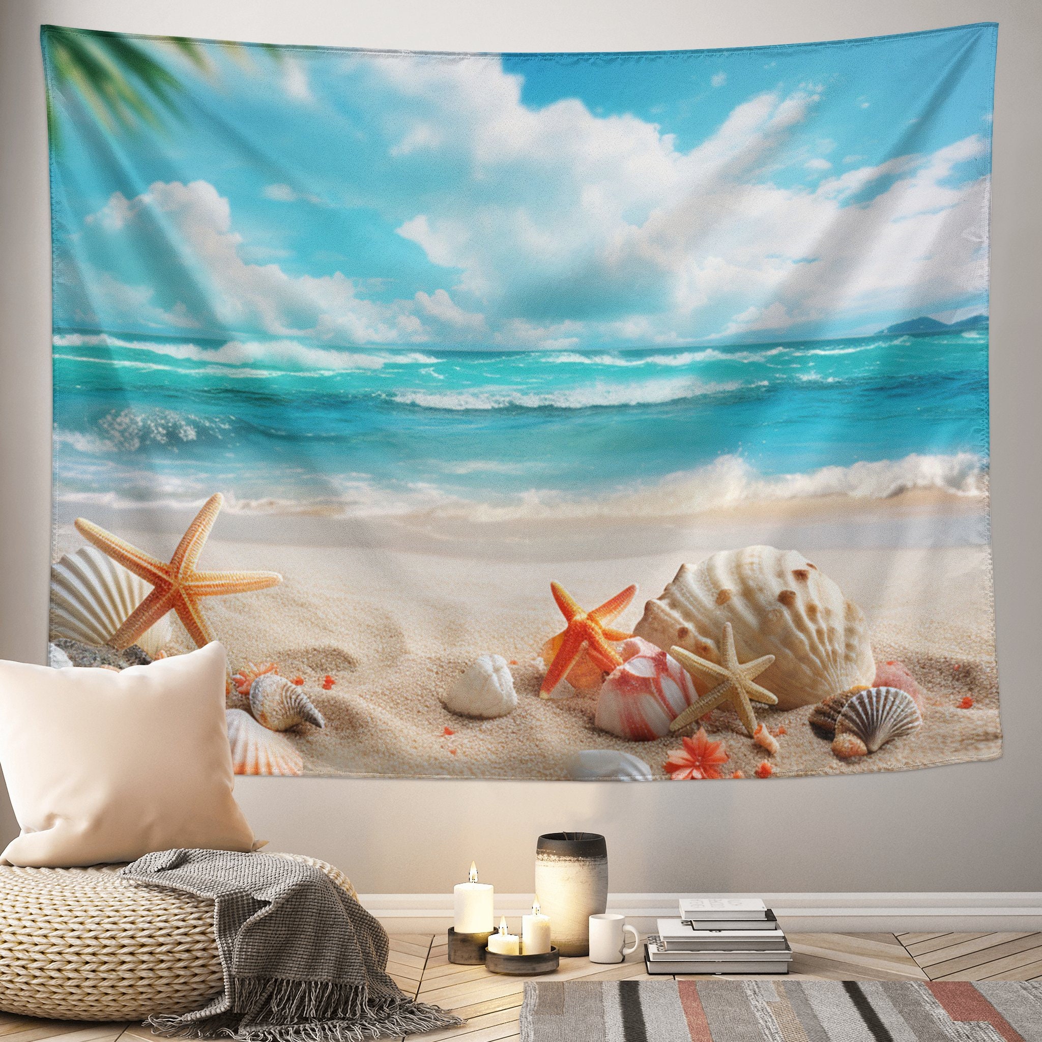 Ocean Beach Tapestry Summer Tropical Beach Tapestry Tropical Island Palm Tree Nature