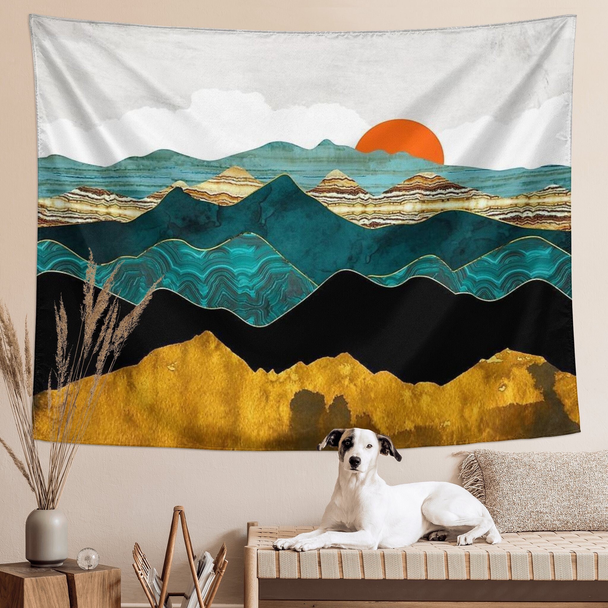 Bohemian Mandala Tapestry Sunset Nature Landscape