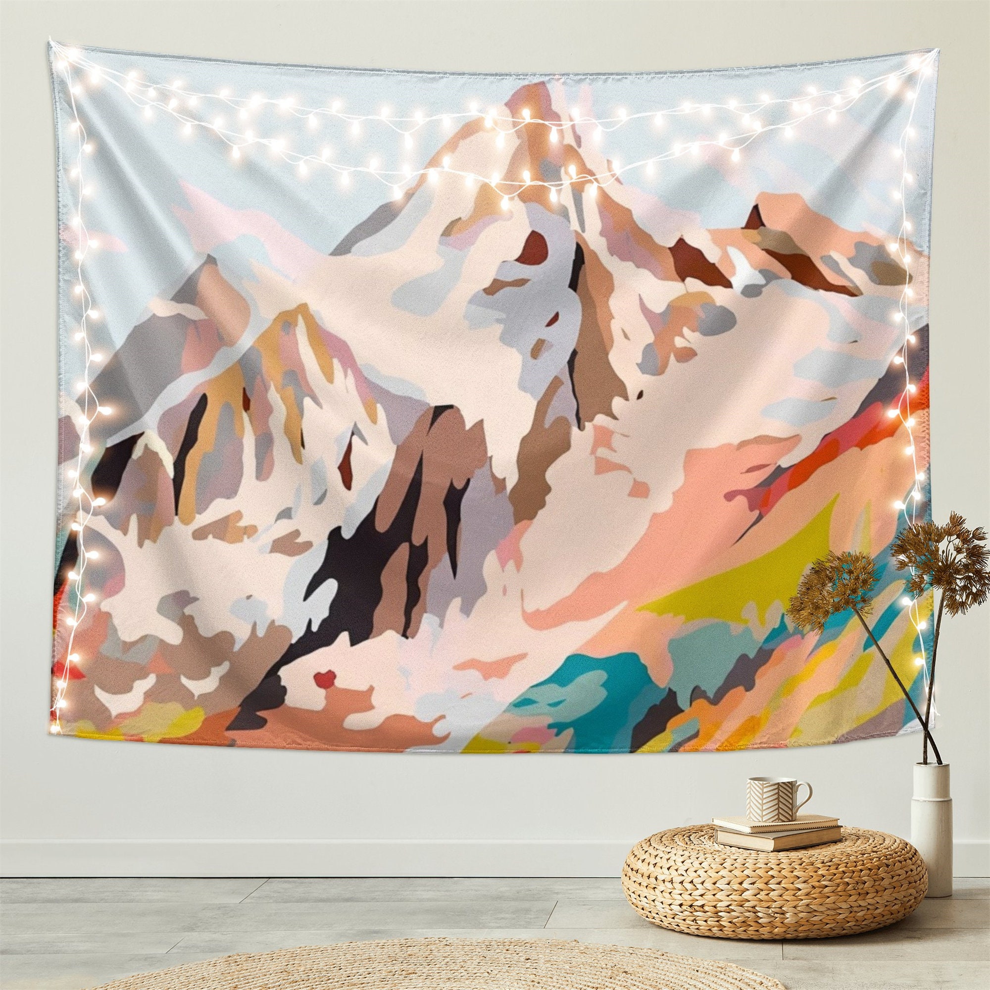 Mountain Tapestry Wall Hanging Art Tapestry Snowy Mountains Tapestry