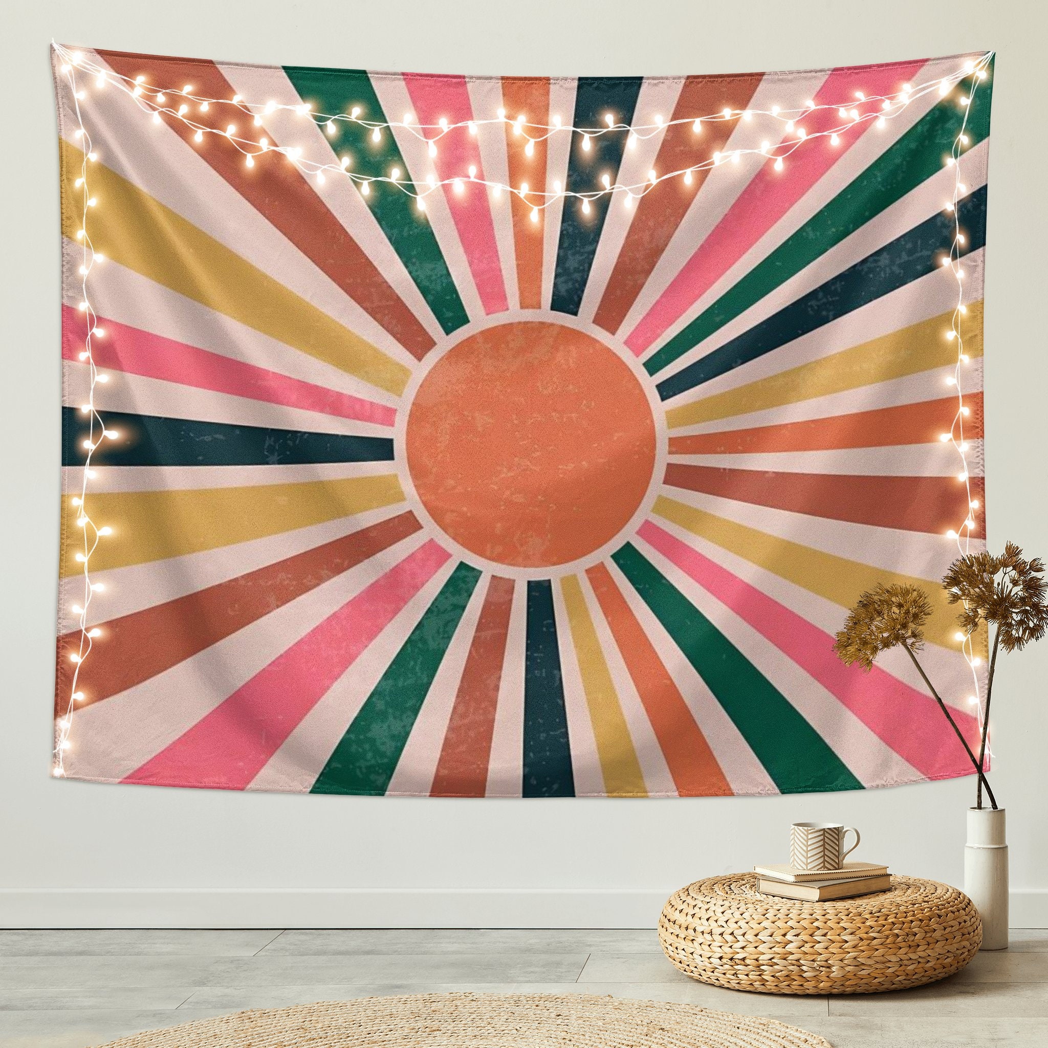 Sun Tapestry Boho Mountain Abstract Wall Hanging Tapestries