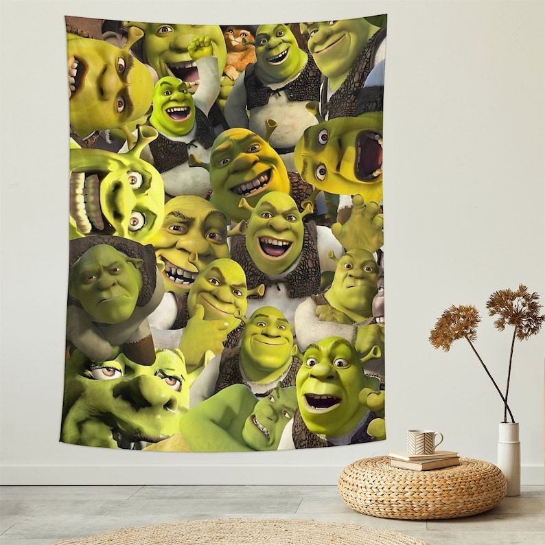 Funny Tapestry Shrek Tapestries Meme Wall Hanging Wall Decor Etsy