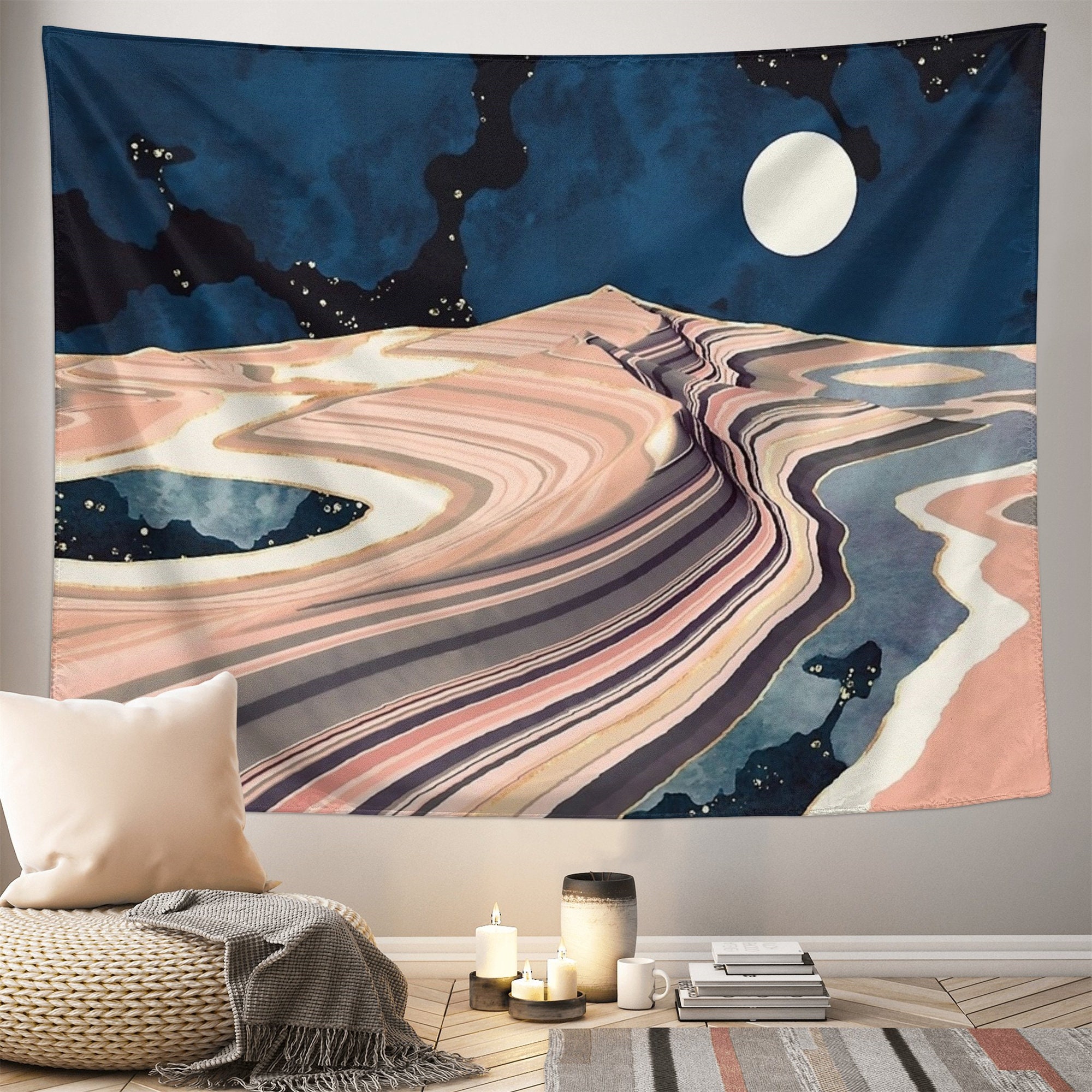 Mountain Tapestry - Mid Century Sunset Landscape Tapestries