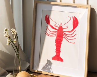 Lobster Print | Lobster Posters | Sea Creatures Wall Art | Minimalist | Kitchen Poster | Digital Art | Japandi | Hygge | Abstract art