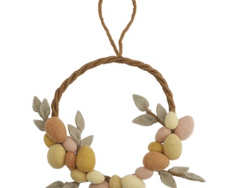 Easter wreath made of felt | natural door wreath handmade | Scandinavian decoration | Easter eggs pastel | reusable | 25cm | 100% wool