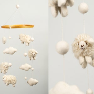 Mobile handmade from felt | sheep little sheep | Baby room decoration | Gift baby shower, birth, baptism | Boys & Girls