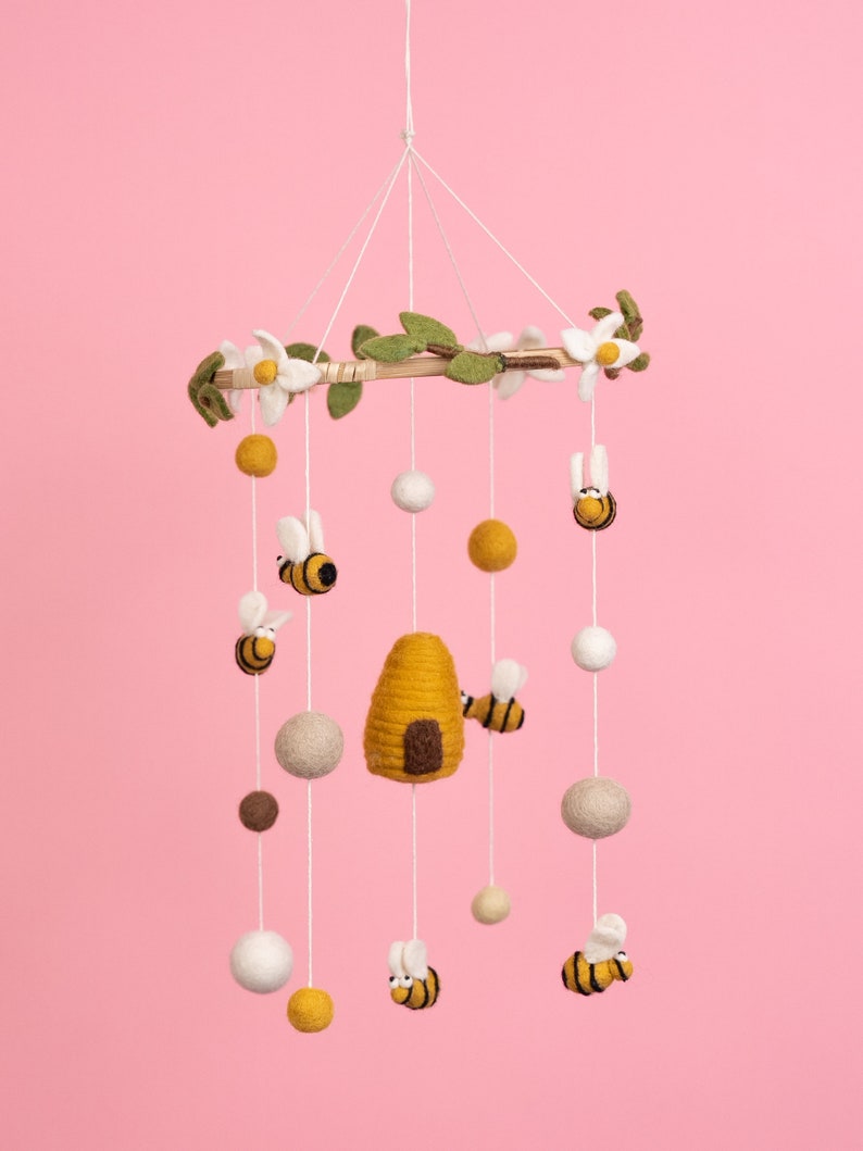 Mobile Handmade From Felt Bees Hive Baby Room Decoration Gift Baby