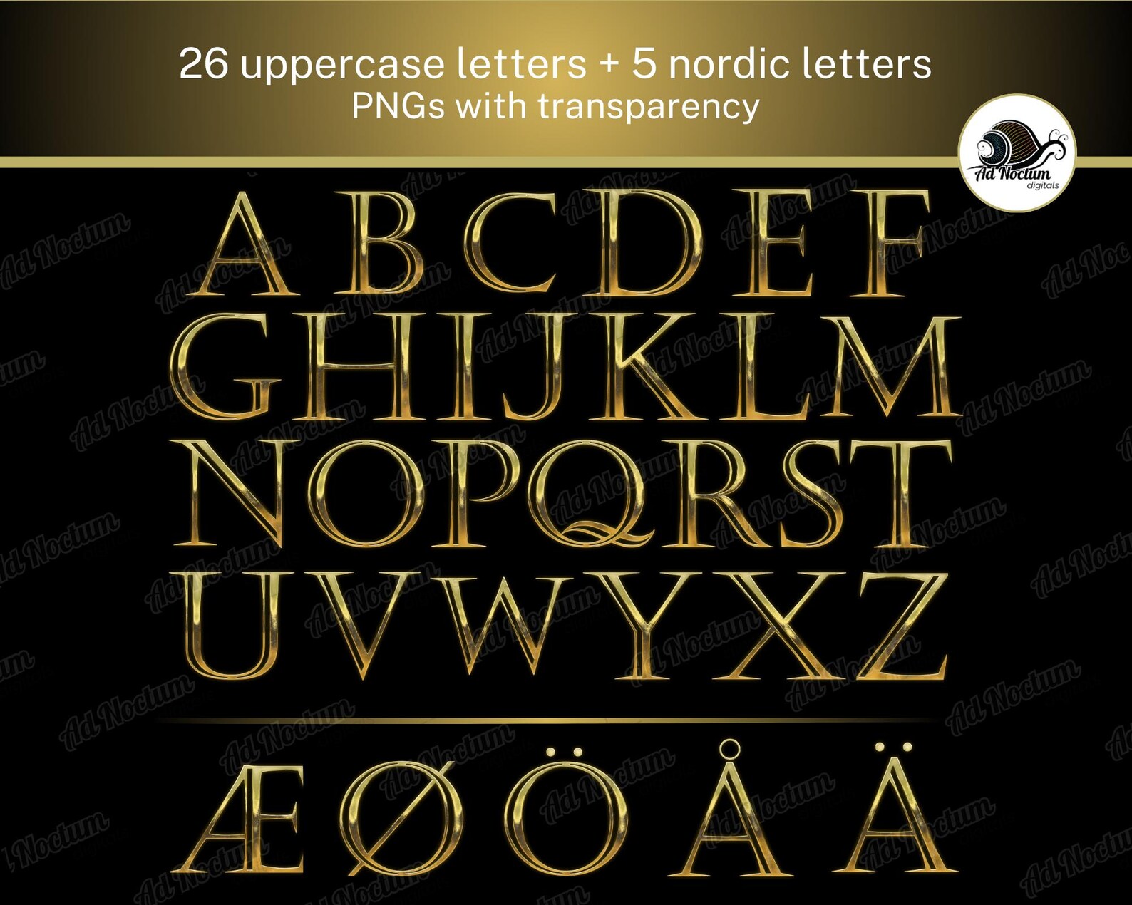Gold Alphabet Clip Art: Nordic Letters & Numbers (PNG Digital Download ...
