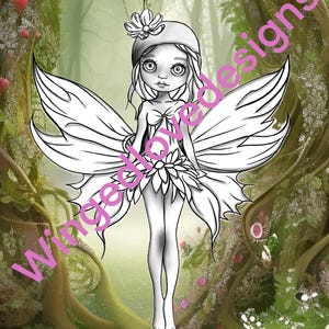 Little Blythe type doll wall art Black and white Digital Download colouring in page