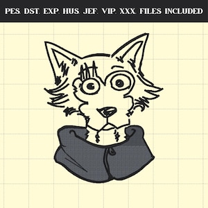 Puede incluir: Un dibujo en blanco y negro de un lobo de dibujos animados con una sudadera con capucha gris. El lobo tiene ojos grandes y redondos y una expresión de sorpresa.