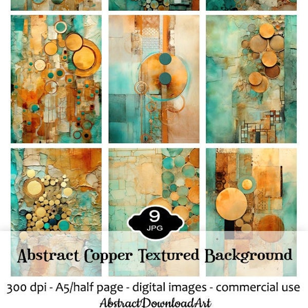 Mixed Media Abstracte Koper Getextureerde Achtergrond Digitale Papers Junk Journal Decoupage Afdrukbare Achtergronden Scrapbook Supply Commercieel Gebruik